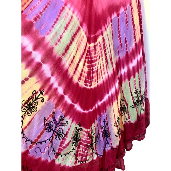 90's Y2K Multi Color Tie Dye Gauze Tent Dress | Fits M/L - Picture 8 of 10